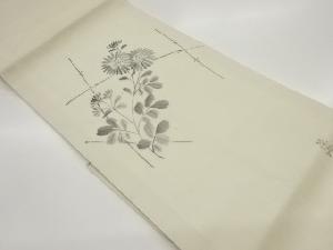 作家物　紗 手描き草花模様名古屋帯